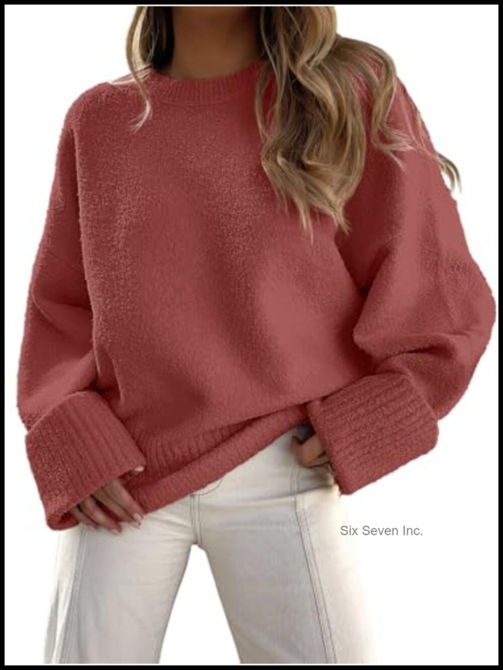 Oversized Cozy Knit Sweater Crew Neck Long Sleeve Pullover